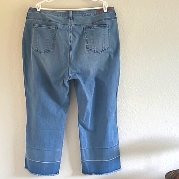 Standards & Practices Wide Leg Cropped Jeans Size 22 Medium Wash Raw Hem - Picture 4 of 16
